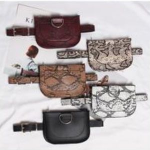 Women's Fashion Snake Skin Waist Belt Purse